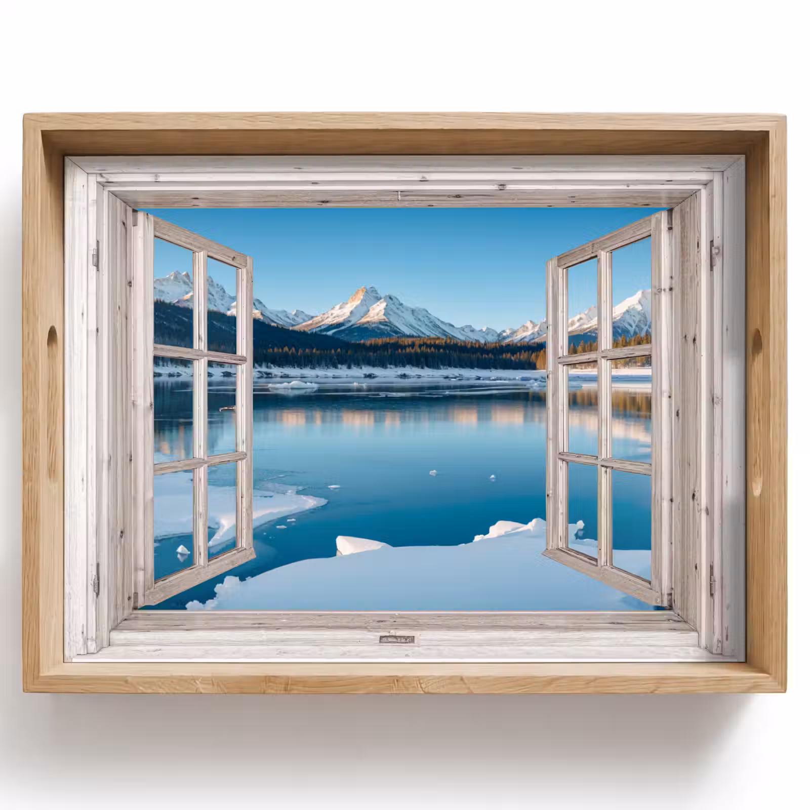 Dienblad - Landschap - Winter - Meer - Bergen - Uitzicht - Doorkijk - Licht — 1