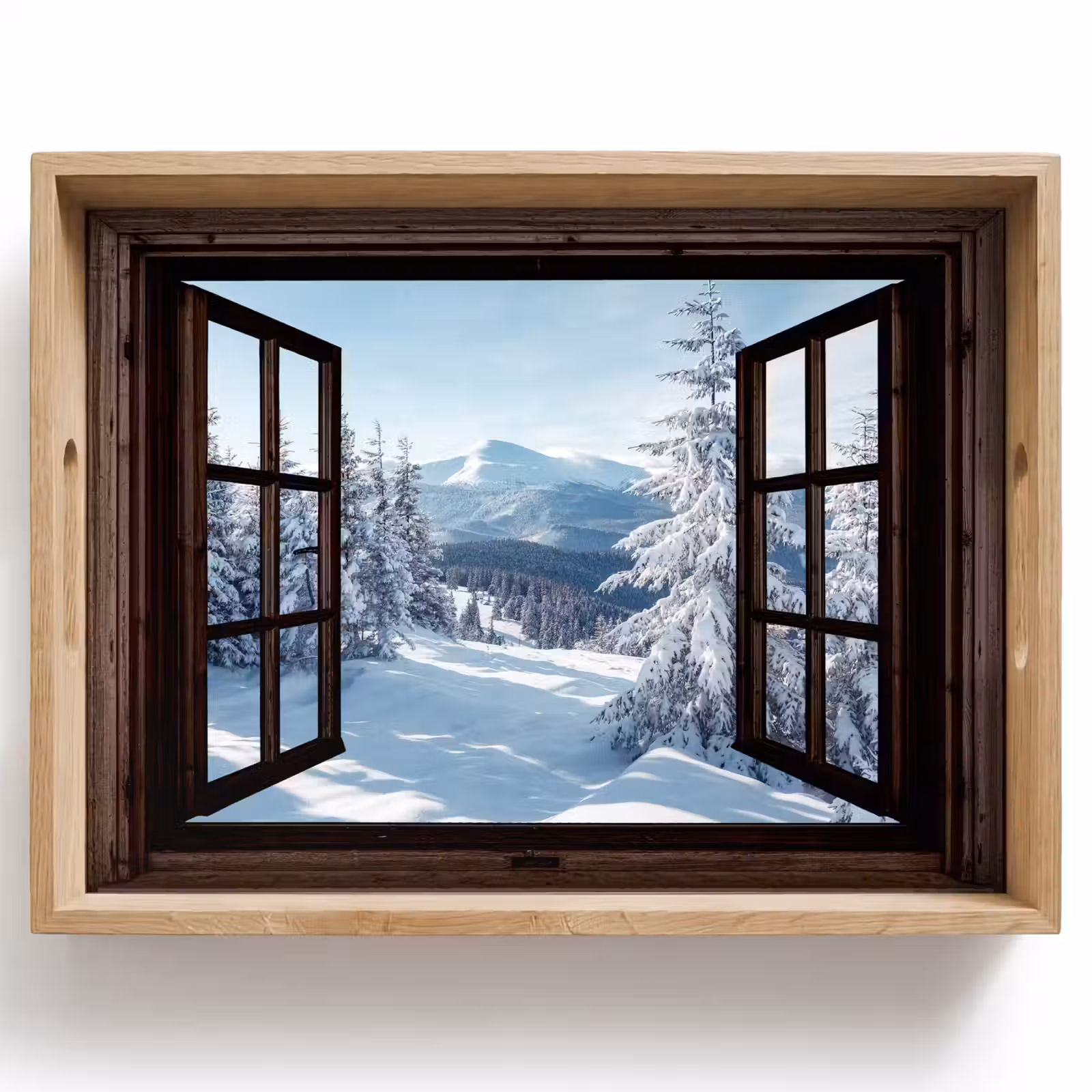 Dienblad - Winter - Landschap - Natuur - Berg - Bomen - Doorkijk - Uitzicht — 1