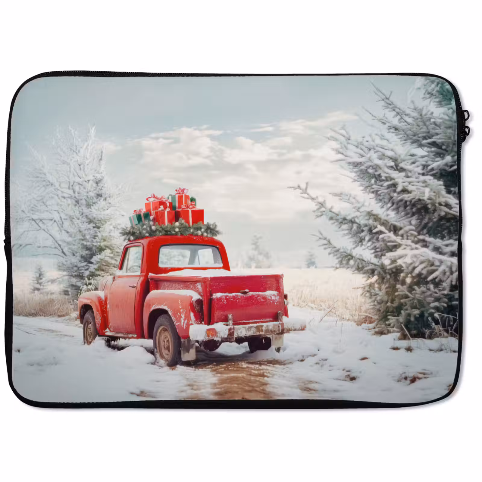 Laptophoes Auto - Rood - Cadeaus - Winter - Sneeuw - Kerst — 1
