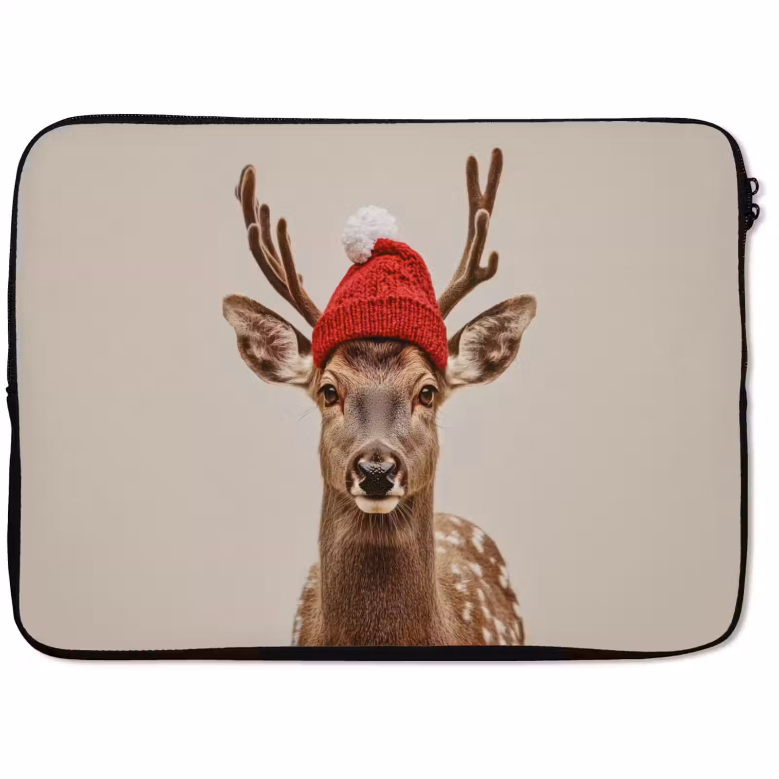 Laptophoes Hert - Kerst - Muts - Dieren - Winter - Grappig — 1