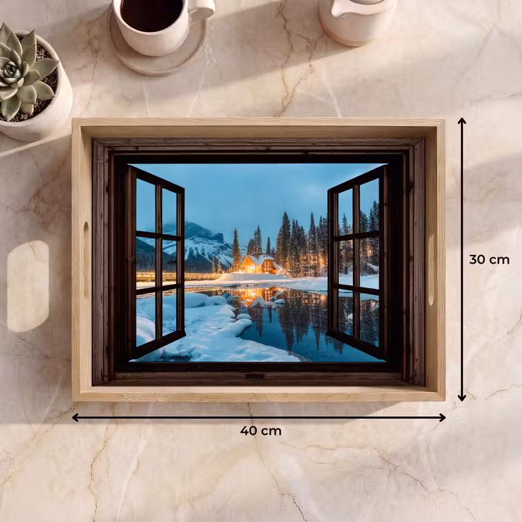 Dienblad - Doorkijk - Winter - Landschap - Natuur - Huis - Bergen — 9