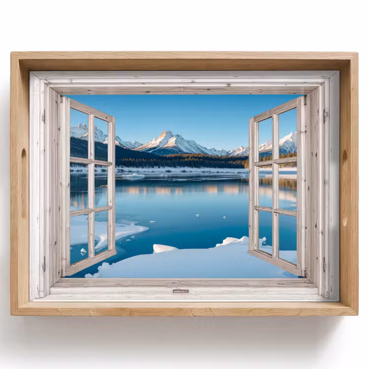 Dienblad - Landschap - Winter - Meer - Bergen - Uitzicht - Doorkijk - Licht — 1