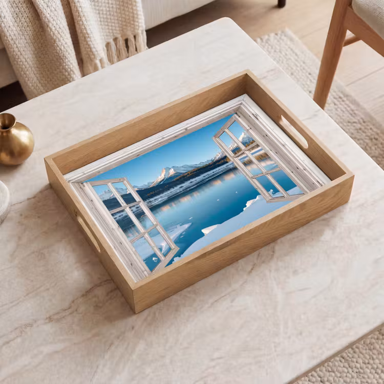 Dienblad - Landschap - Winter - Meer - Bergen - Uitzicht - Doorkijk - Licht — 2
