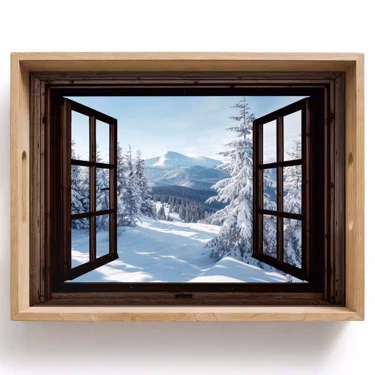 Dienblad - Winter - Landschap - Natuur - Berg - Bomen - Doorkijk - Uitzicht — 1