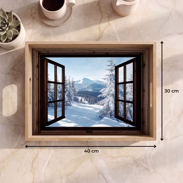 Dienblad - Winter - Landschap - Natuur - Berg - Bomen - Doorkijk - Uitzicht — 9