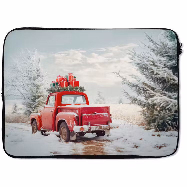 Laptophoes Auto - Rood - Cadeaus - Winter - Sneeuw - Kerst — 1