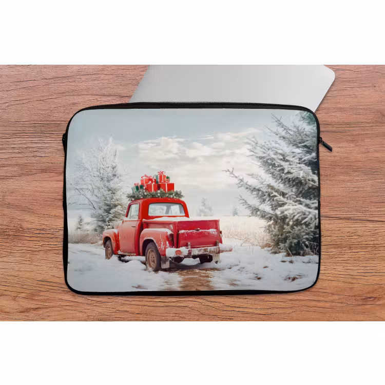 Laptophoes Auto - Rood - Cadeaus - Winter - Sneeuw - Kerst — 2