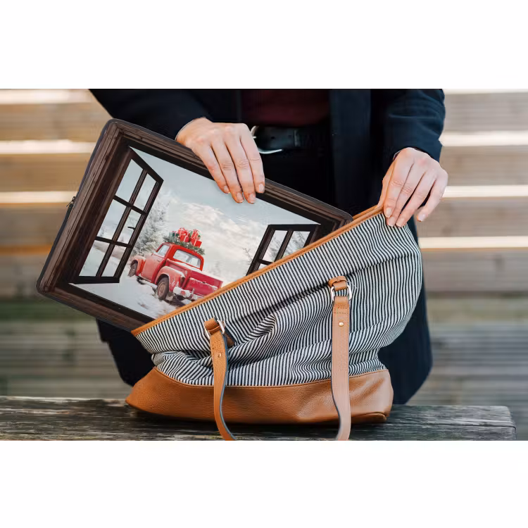 Laptophoes Doorkijk - Auto - Rood - Cadeaus - Winterlandschap - Kerst — 4