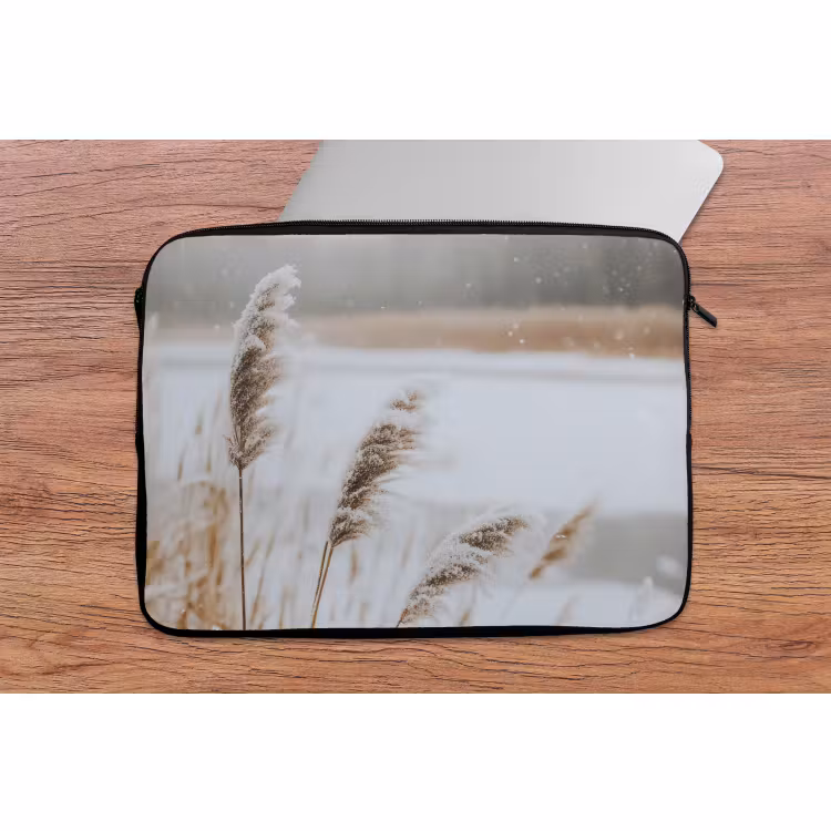 Laptophoes Riet - Meer - Winter - Natuur - Sneeuw - Beige — 2