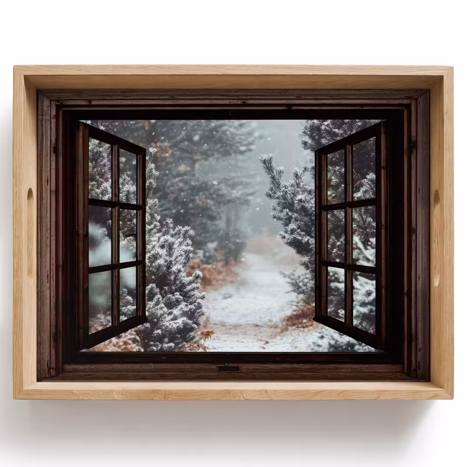 Dienblad - Bos - Winter - Bomen - Natuur - Pad - Doorkijk — 1