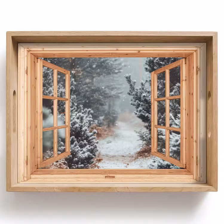 Dienblad - Bos - Winter - Bomen - Natuur - Pad - Doorkijk — 1