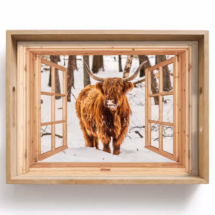 Dienblad - Schotse Hooglander - Winter - Landschap - Natuur - Dieren - Doorkijk — 1