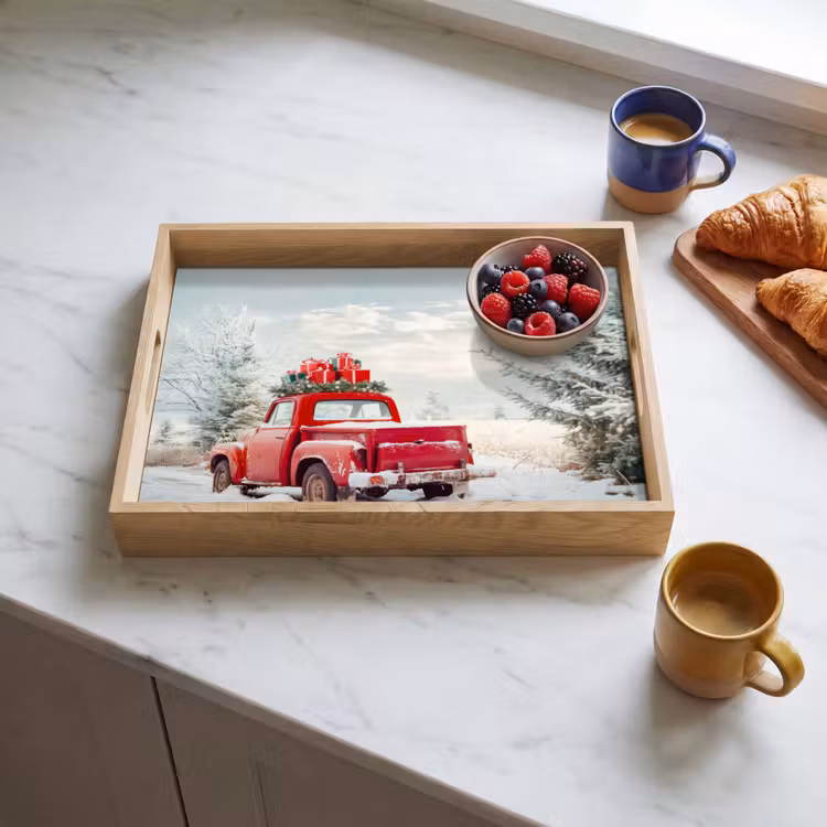 Dienblad - Auto - Rood - Cadeaus - Winter - Sneeuw - Kerst — 4