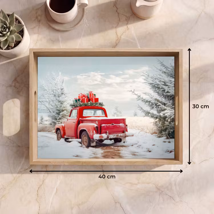 Dienblad - Auto - Rood - Cadeaus - Winter - Sneeuw - Kerst — 9