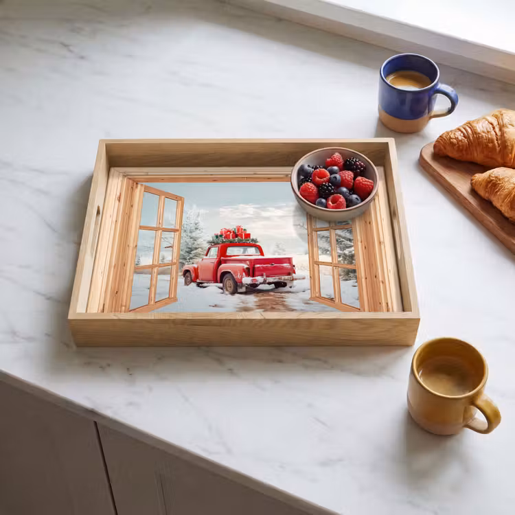Dienblad - Doorkijk - Auto - Kerst - Cadeaus - Winter - Landschap — 4