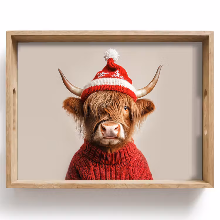 Dienblad - Schotse Hooglander - Kerst - Muts - Trui - Winter — 1