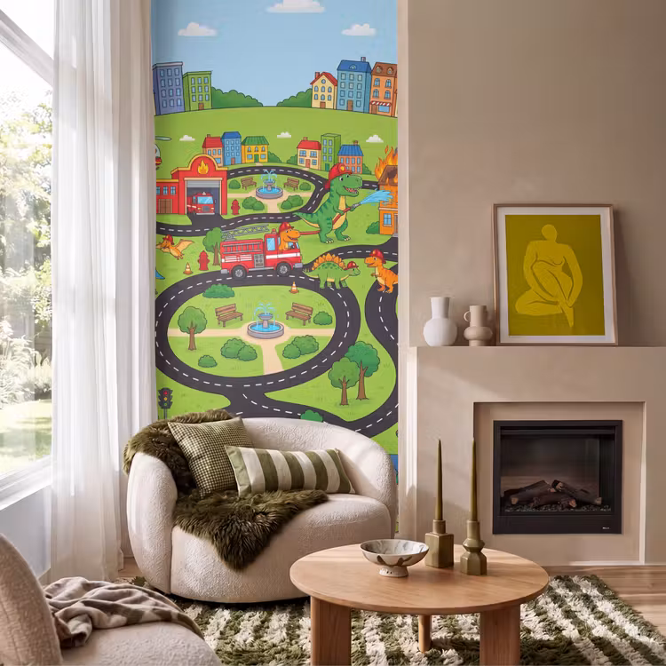 Behang - Dinosaurus - Brandweer - Kinder — 1