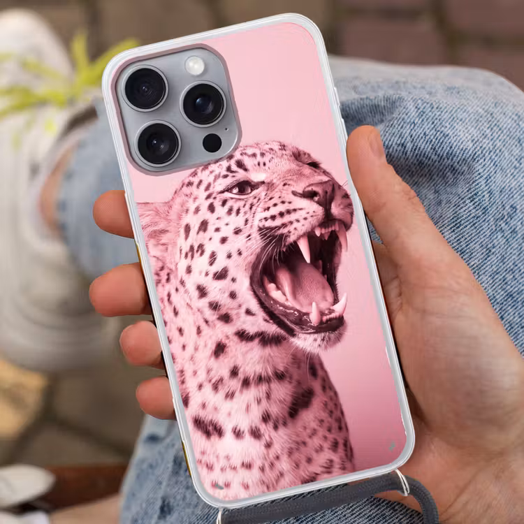 Telefoonhoesje met koord - Roze kat - Modern — 2