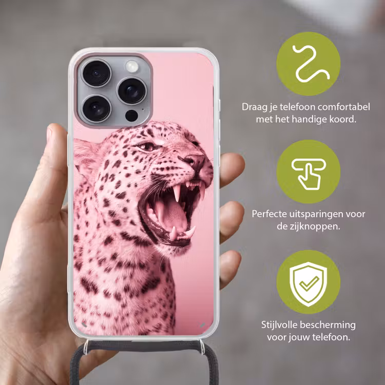 Telefoonhoesje met koord - Roze kat - Modern — 4