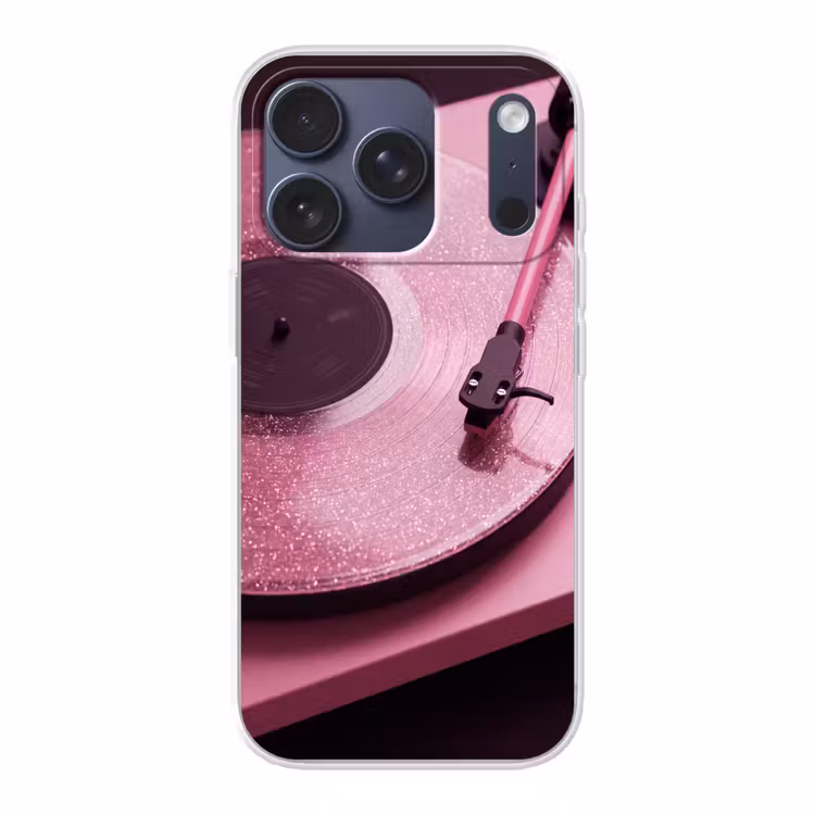 Telefoonhoesje - Platenspeler - Roze - Muziek — 1