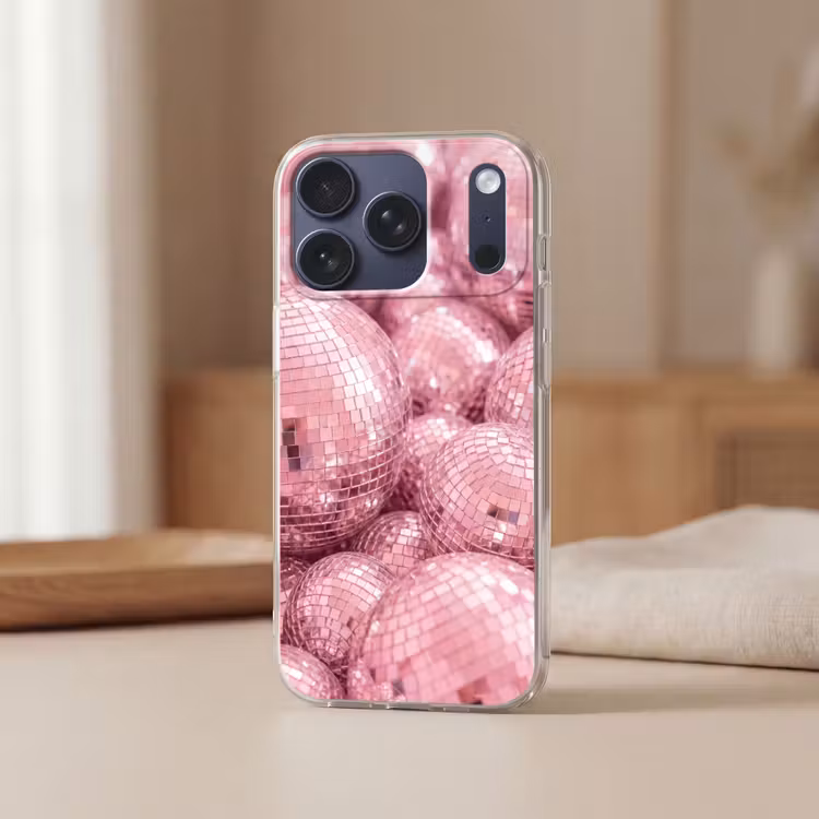 Telefoonhoesje - Roze disco ballen — 3