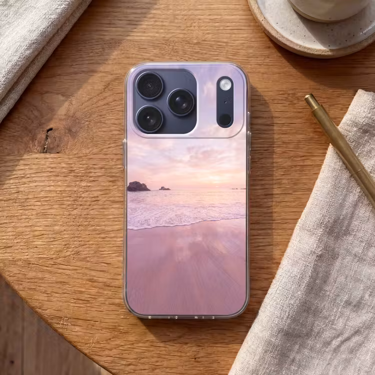 Telefoonhoesje - Strand - Zonsondergang - Roze — 2