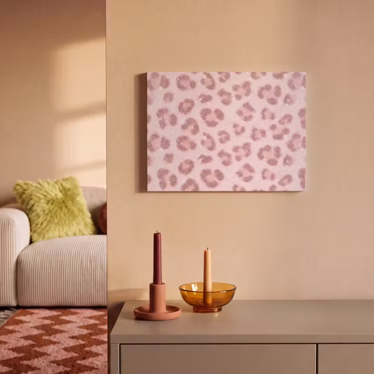 Akoestisch schilderij - Roze dierenprint - Glitter — 2