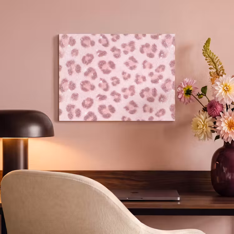 Akoestisch schilderij - Roze dierenprint - Glitter — 4