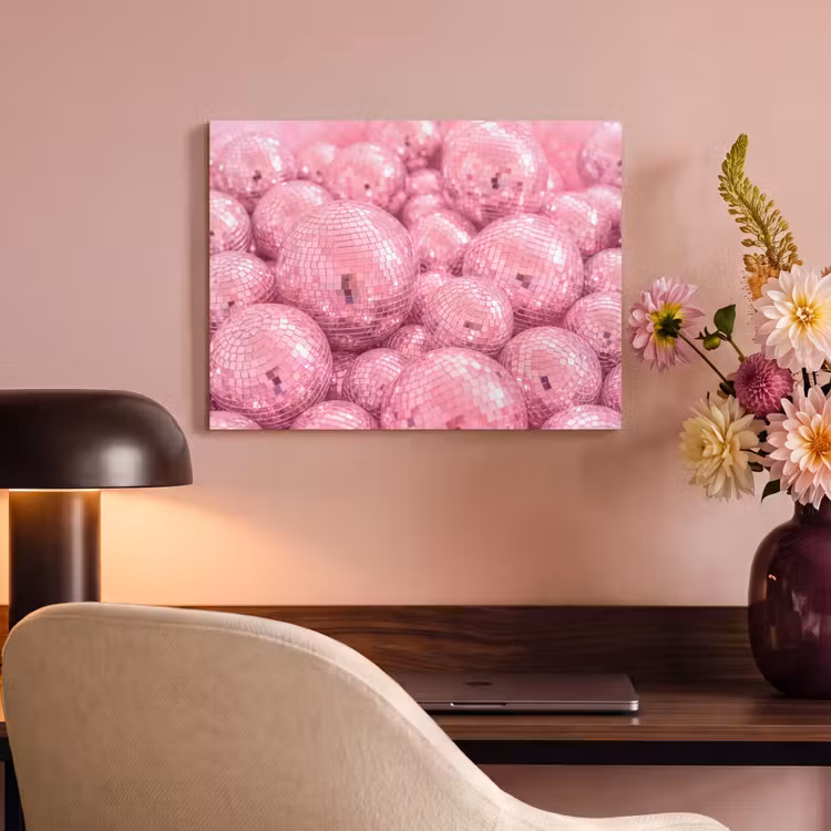 Akoestisch schilderij - Roze disco ballen — 4