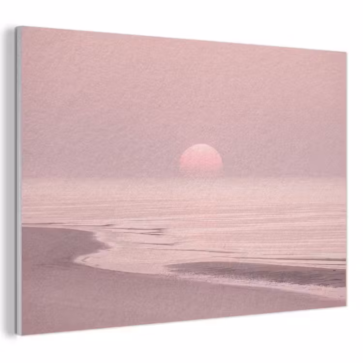 Akoestisch schilderij - Roze zonsondergang - Strand — 1