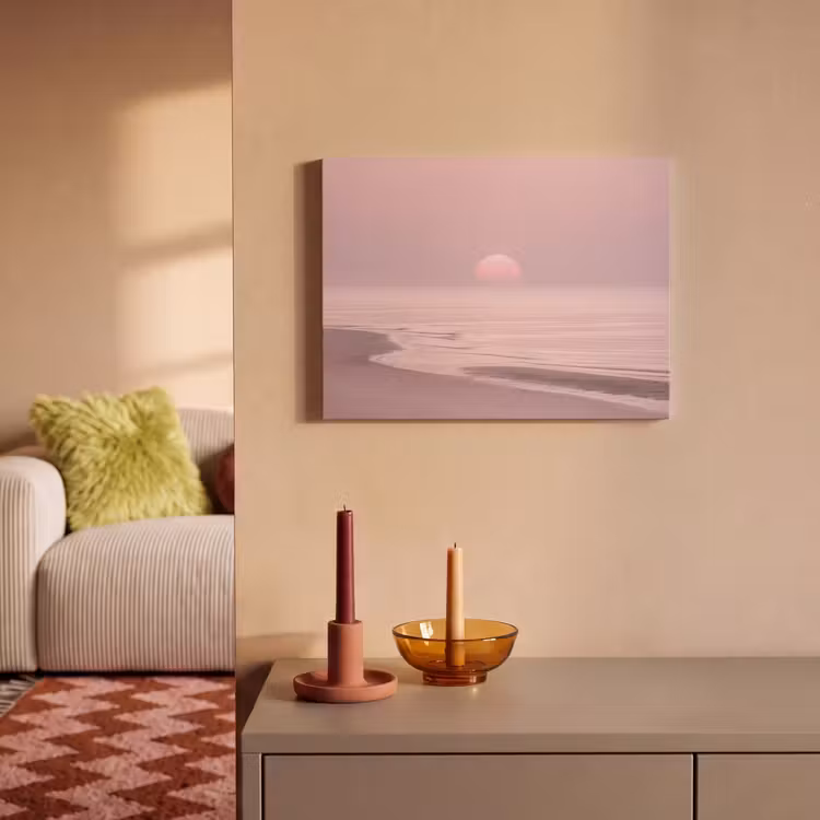 Akoestisch schilderij - Roze zonsondergang - Strand — 2