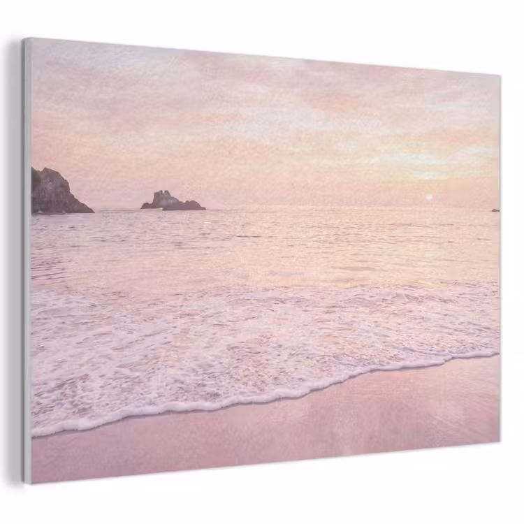 Akoestisch schilderij - Strand - Zonsondergang - Roze — 1