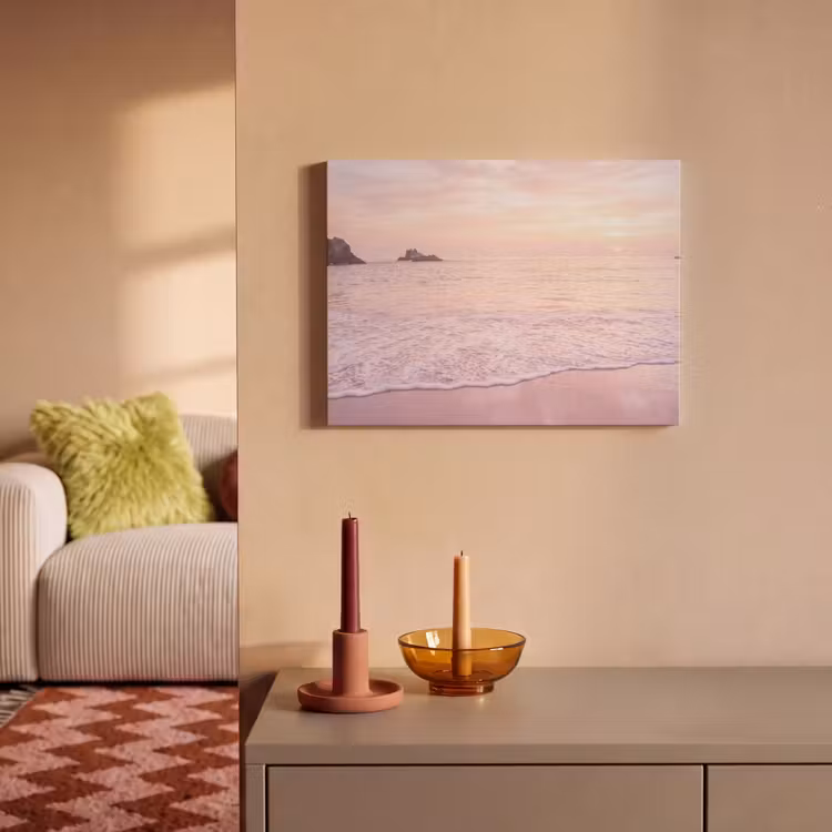 Akoestisch schilderij - Strand - Zonsondergang - Roze — 2