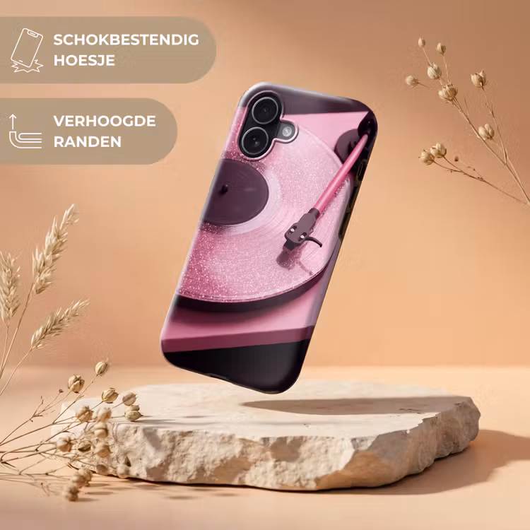 Telefoonhoesje Toughcase - Platenspeler - Roze - Muziek — 5