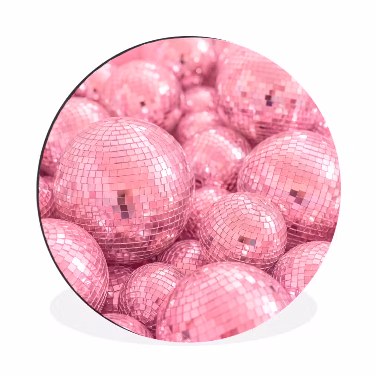 Muurcirkel aluminium - Roze disco ballen — 1