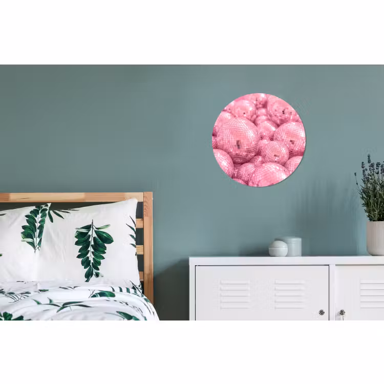 Muurcirkel aluminium - Roze disco ballen — 4