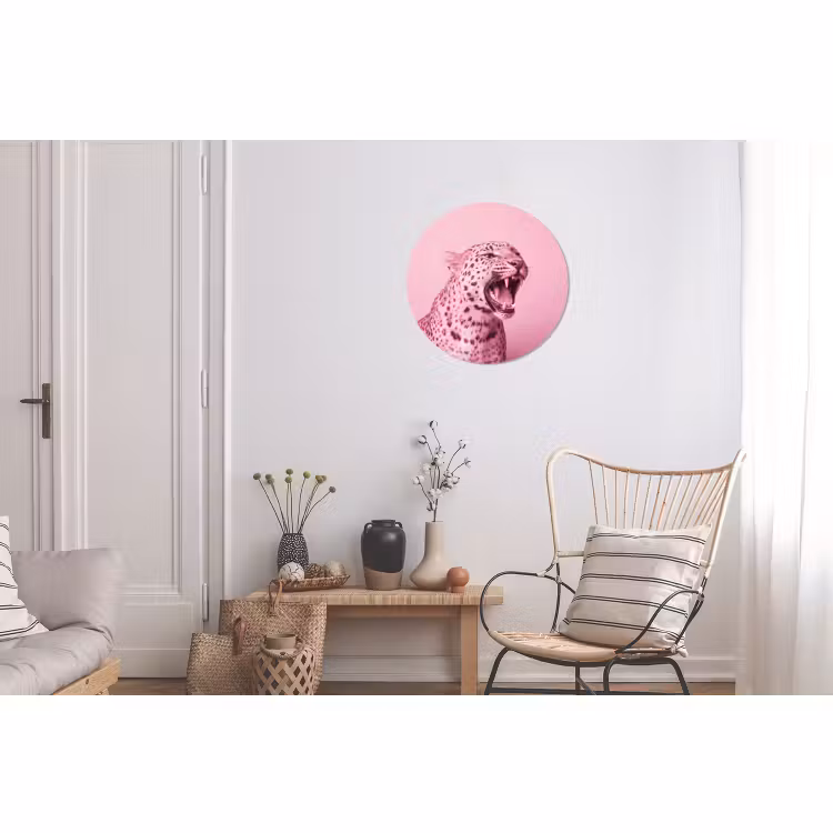 Muurcirkel aluminium - Roze kat - Modern — 2