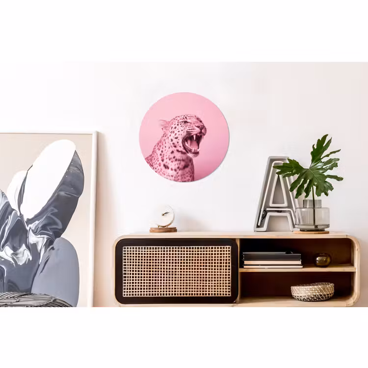 Muurcirkel aluminium - Roze kat - Modern — 3