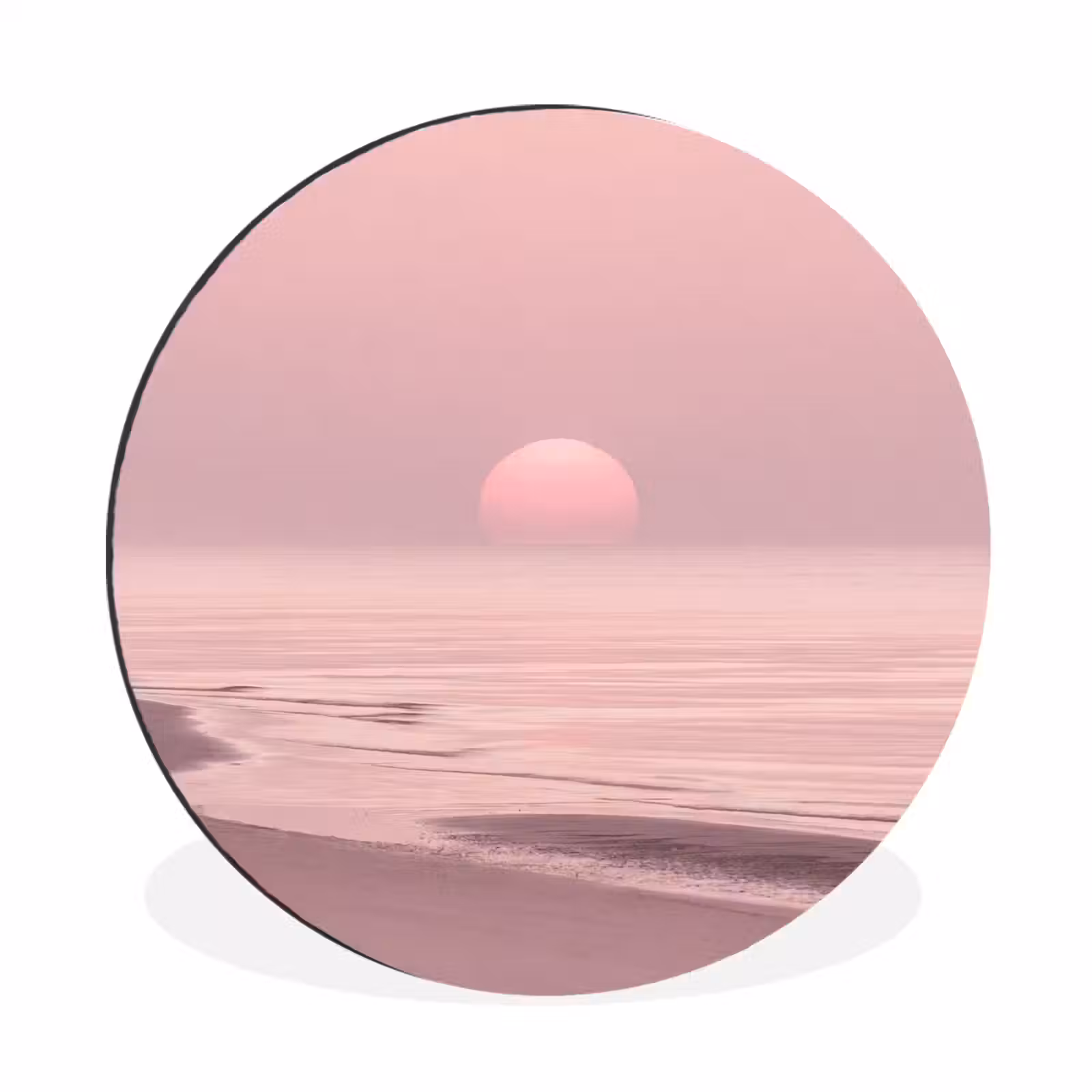 Muurcirkel aluminium - Roze zonsondergang - Strand — 1