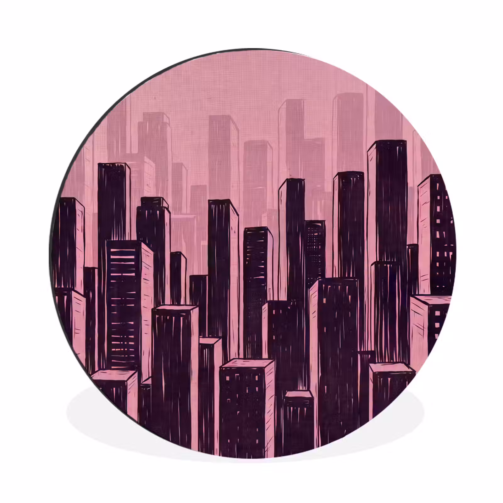 Muurcirkel aluminium - Stad - Abstract - Roze — 1