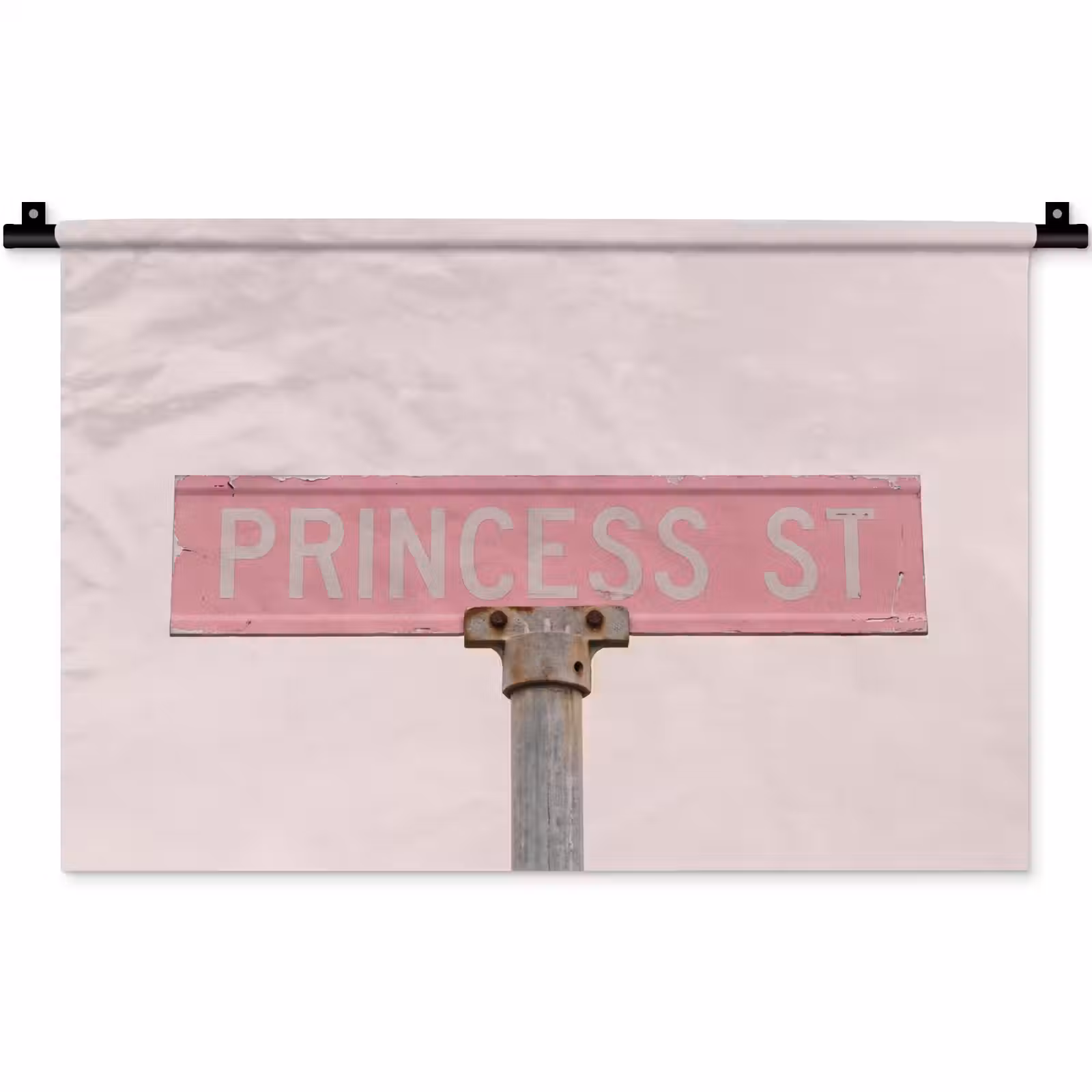 Wandkleed - Roze straatnaambord - Stad — 1