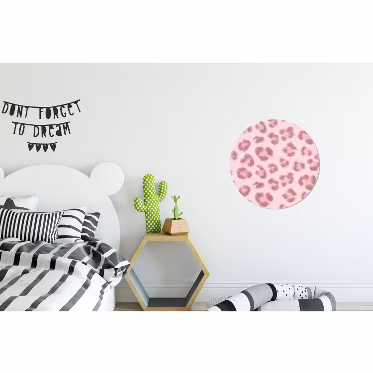 Muurcirkel aluminium - Roze dierenprint - Glitter — 5