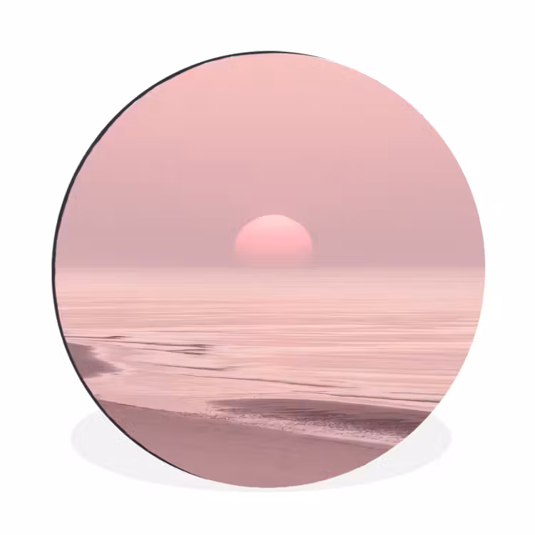 Muurcirkel aluminium - Roze zonsondergang - Strand — 1