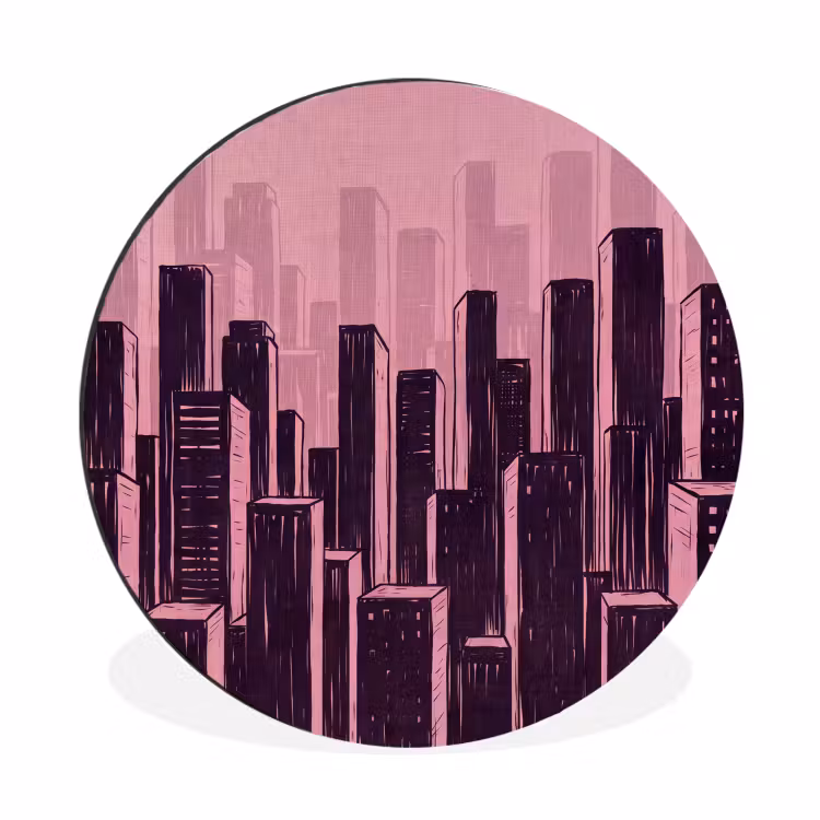 Muurcirkel aluminium - Stad - Abstract - Roze — 1