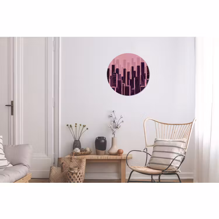 Muurcirkel aluminium - Stad - Abstract - Roze — 2