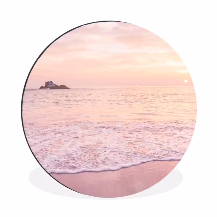 Muurcirkel aluminium - Strand - Zonsondergang - Roze — 1