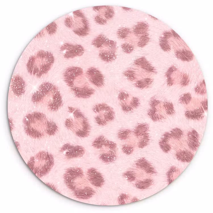 Muurcirkel glas - Roze dierenprint - Glitter — 1