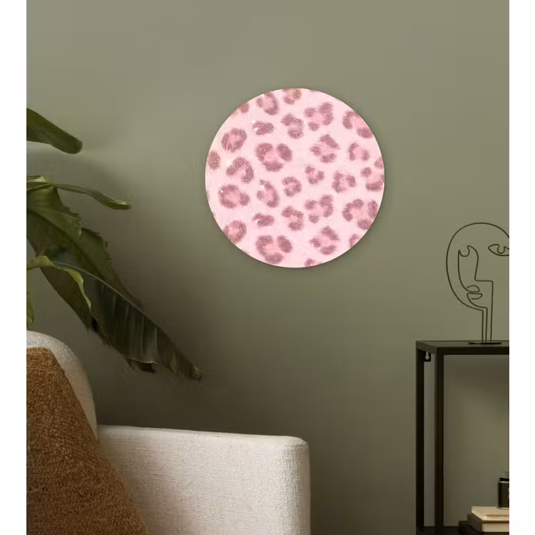 Muurcirkel glas - Roze dierenprint - Glitter — 3