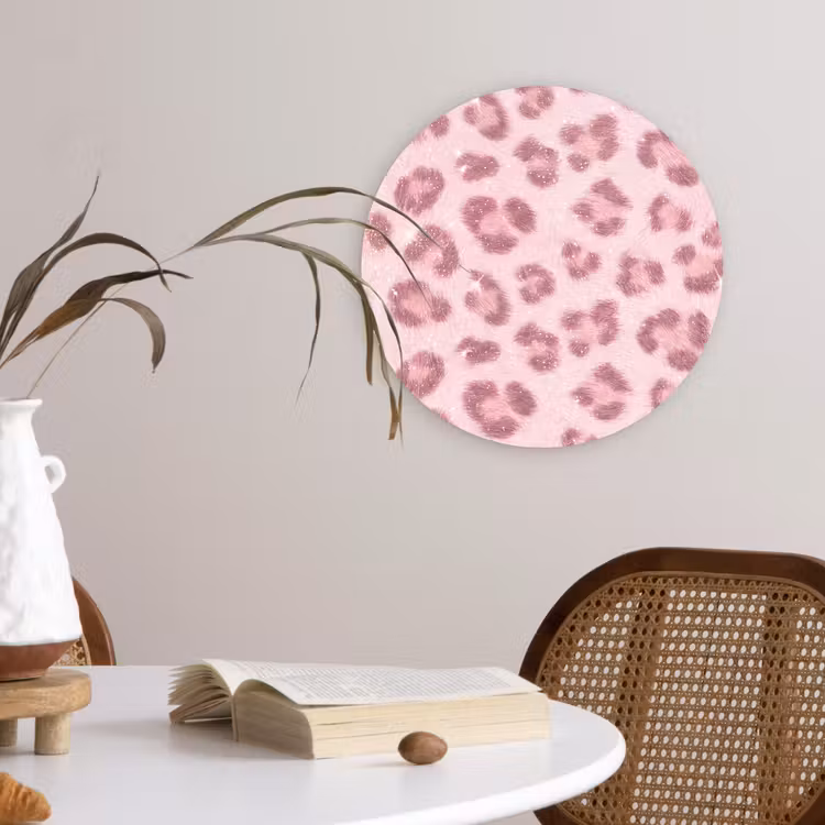 Muurcirkel glas - Roze dierenprint - Glitter — 4