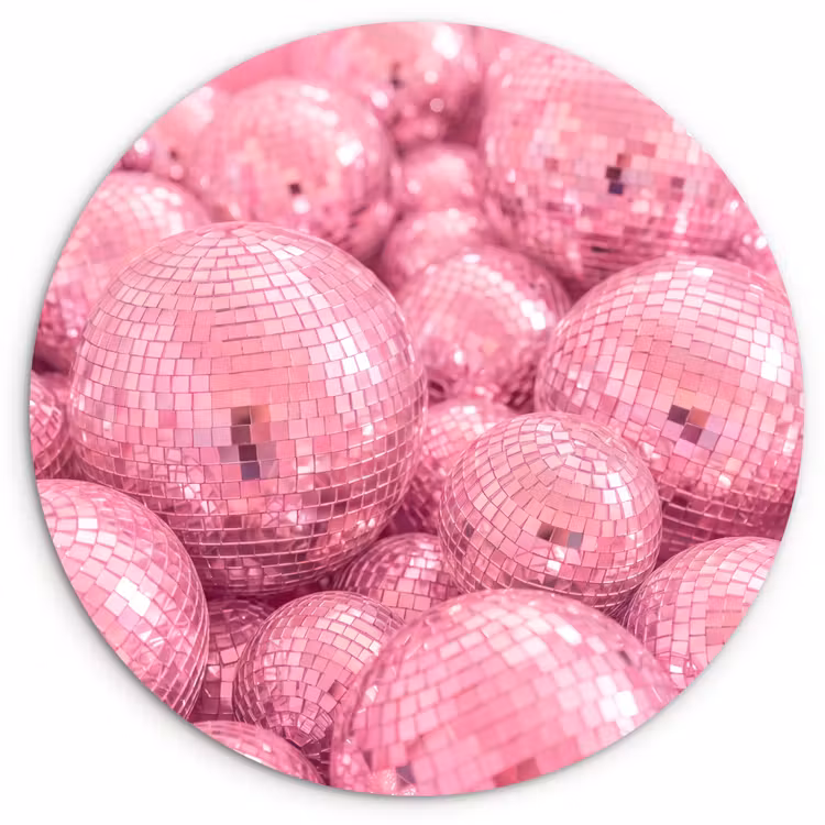 Muurcirkel glas - Roze disco ballen — 1
